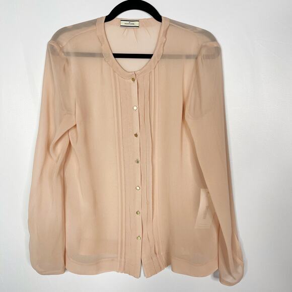 By Malene Birger Size 38 Isalla Silk-Chiffon Blouse in Blush Pink Long Sleeve